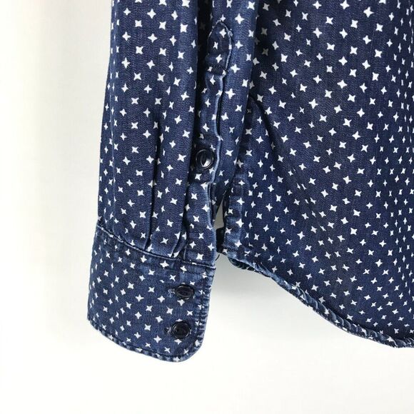 J. Crew Keeper Chambray Shirt Women's Size 0 Star Dot 100% Cotton Casual - Picture 7 of 12